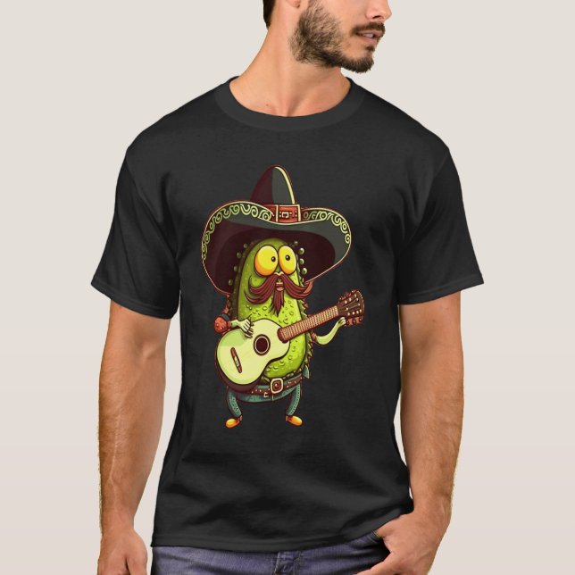 Bartmann Meme Bärtiger Avocado Gitarre Spielend  3 T-Shirt (Vorderseite)
