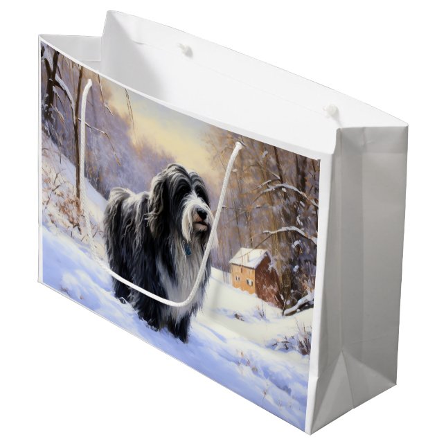 Bartollie Let It Snow Weihnachten Große Geschenktüte (Vorderseite Schrägansicht)