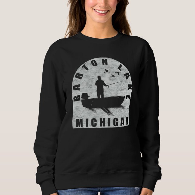 Barton Lake Fishing Michigan Sweatshirt (Vorderseite)