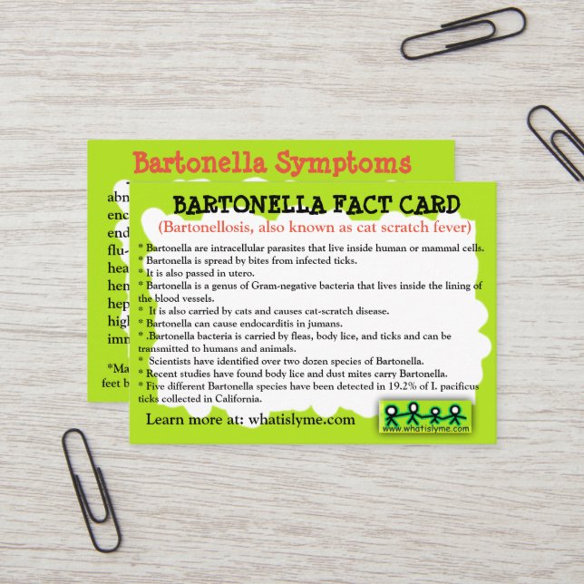 Bartonella Fact Educational Card Visitenkarte (Vorderseite/Rückseite Beispiel)