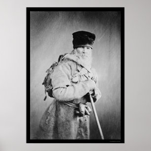 Bartrussischer Mann mit Rucksack 1880 Poster