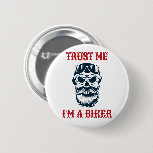 Bartschädel Motorrad Trau mir, ich bin ein Bik Button