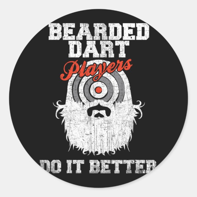 Bartspieler machen es besser Funny Dartboard Runder Aufkleber (Vorderseite)
