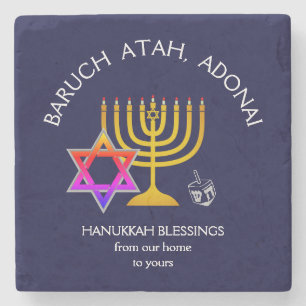 BARUCH ATAH ADONAI   Hanukkah Blessings Steinuntersetzer