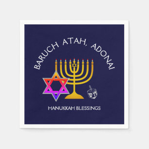 BARUCH ATAH ADONAI Hanukkah Segen Paper Serviette