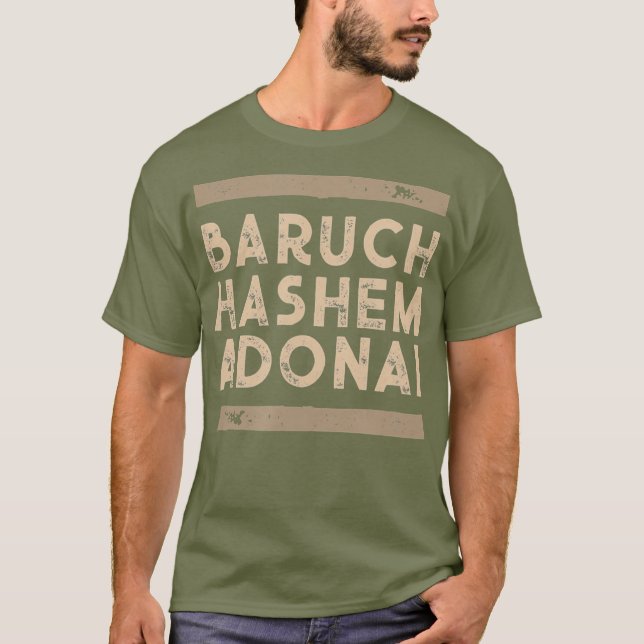 Baruch Hashem Adonai Hebrew Messianic Christlich T-Shirt (Vorderseite)
