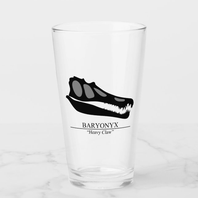 Baryonyx-Schädel Glas (Vorderseite)