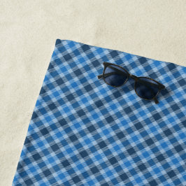 Bas Blau/Babyblau Gingham-Diagonal-Kariert Strandtuch
