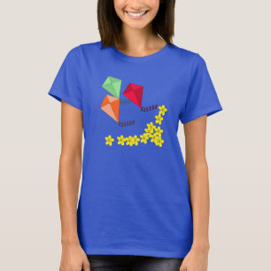 Basant Panchami Senf Blume und Kites T-Shirt