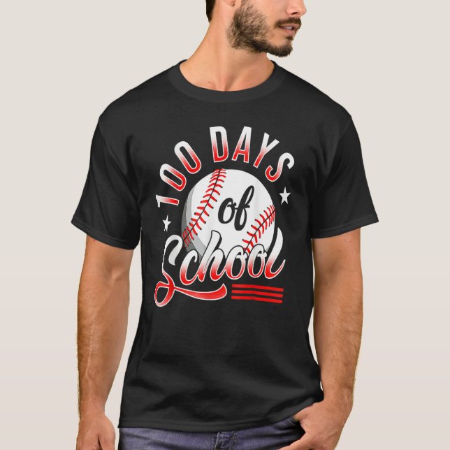 Baseball 100 Days of School Happy 100th Day Teache T-Shirt (Vorderseite)