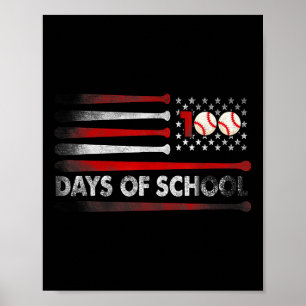 Baseball 100 Tage der Schule Baseball 100 Tage Tee Poster