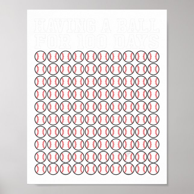 Baseball 100 Tage Shirt Player Lehrerin B Poster (Vorne)