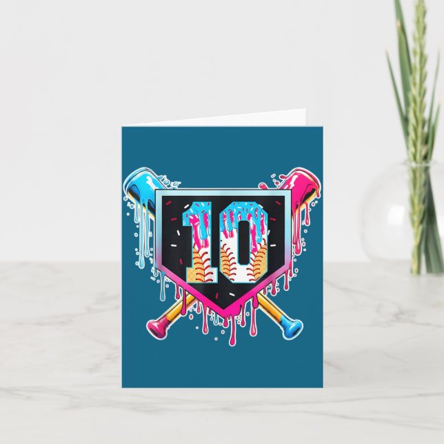 Baseball 10-jähriger Junge Eis Drip 10. Karte (Vorderseite)