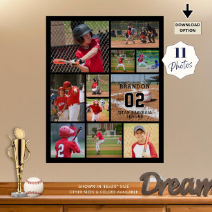 Baseball 11 FotoCollage Personalisiert Poster