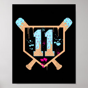 Baseball 11-jähriges Eis Tropfen 11. Geburtstag Poster
