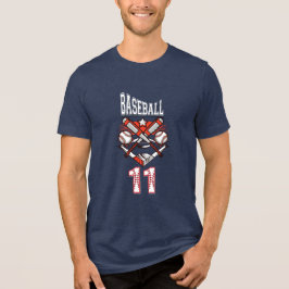 Baseball 11 Logo – Crossed Bats and Baseball Tri-Blend Shirt