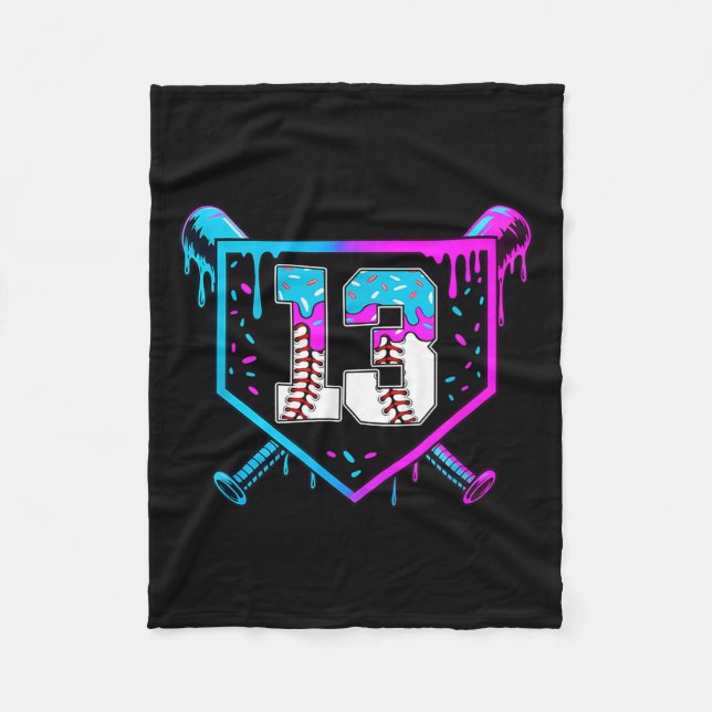 Baseball 13. Geburtstag Eiscreme Tropfen 13 Jahre  Fleecedecke (Vorderseite)