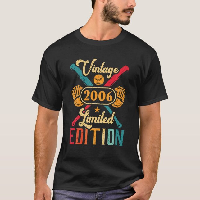 Baseball 16th Birthday for Boys Girls Retro 2006 S T-Shirt (Vorderseite)