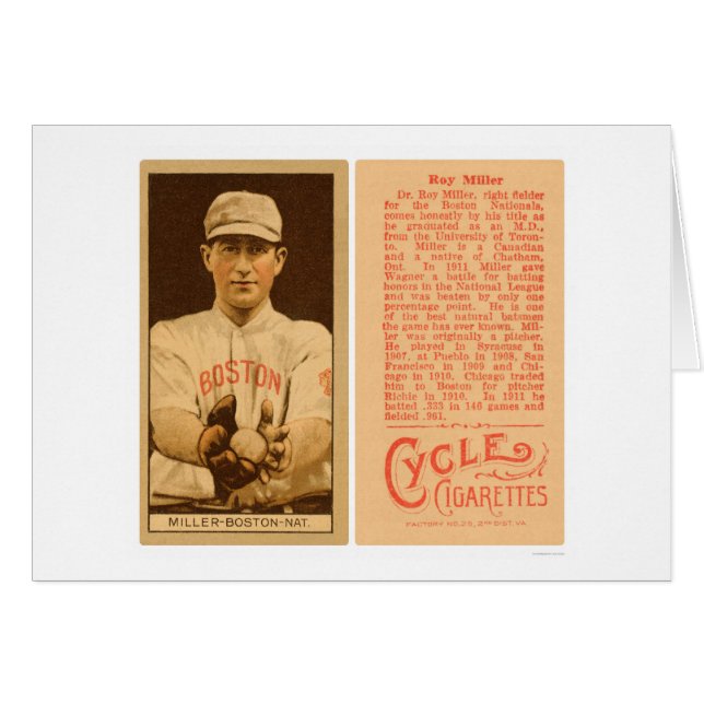 Baseball 1912 Doc. Miller Boston Braves (Vorderseite (Horizontal))