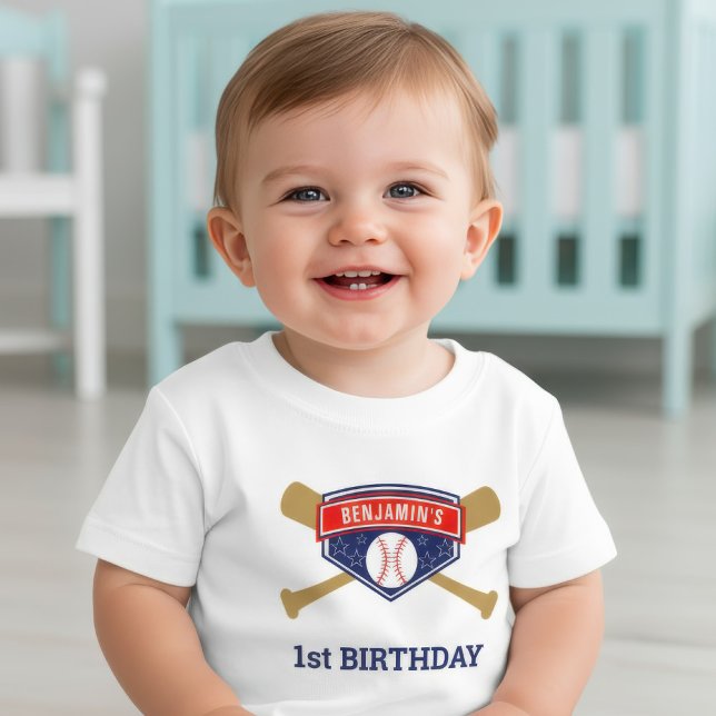 Baseball 1. Geburtstag Party Baby T-shirt (Von Creator hochgeladen)