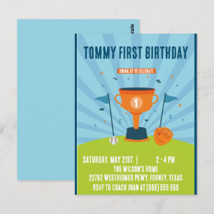 Baseball 1. Geburtstag Sport-Thema Postkarte