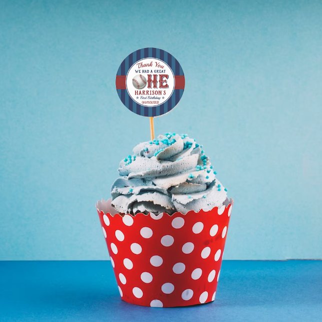 Baseball 1. Geburtstagsfavorit Runder Aufkleber (Von Creator hochgeladen)