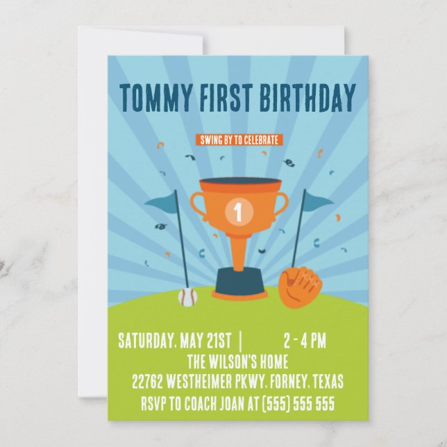 Baseball 1. Geburtstagssportthema (Vorderseite)