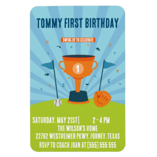 Baseball 1. Geburtstagssportthema Magnet