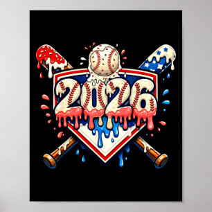Baseball 2026 Eisdrip-Schläger für Jungen Geburtst Poster