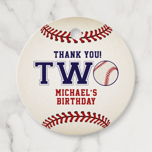 Baseball 2. Geburtstag Geschenkanhänger (Vorderseite)