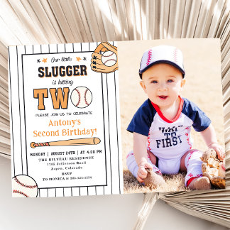 Baseball 2. Geburtstag Vintages Rookie-Party Einladung