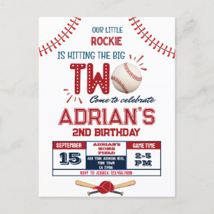 Baseball 2. Geburtstagsjunge Postkarte