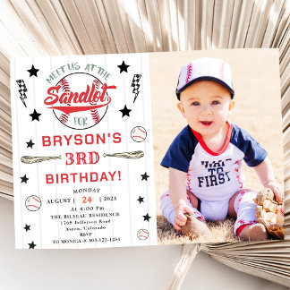 Baseball 3. Geburtstag Vintages Rookie-Party Einladung