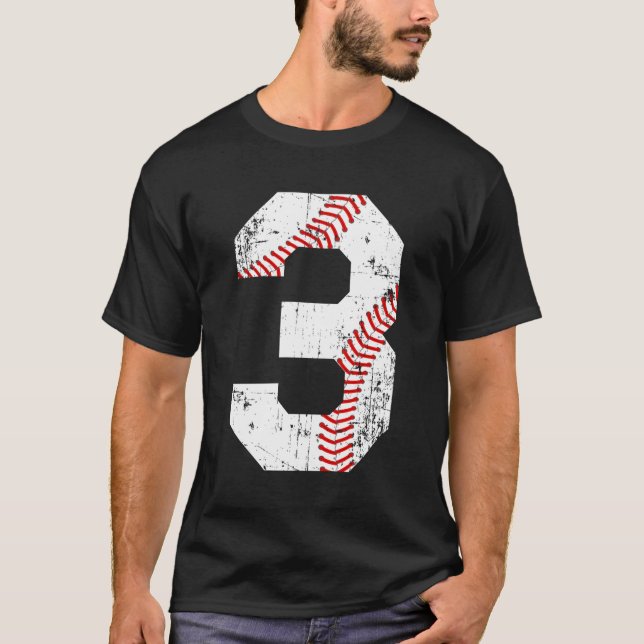 Baseball 3 Jersey-Nummer T-Shirt (Vorderseite)