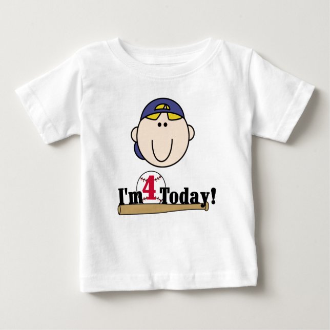 Baseball-4. Geburtstag Baby T-shirt (Vorderseite)