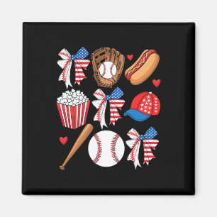 Baseball 4. Juli Coquette-Schleife Frauen Mädchen  Magnet
