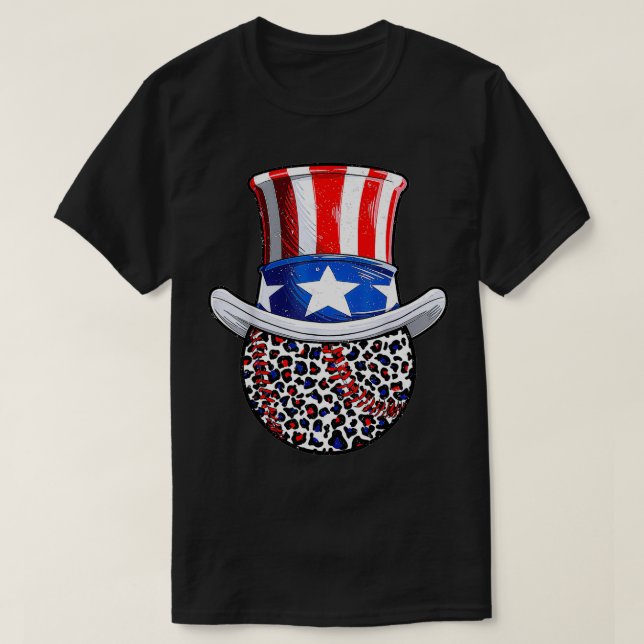 Baseball 4. Juli Uncle Sam Hat Funny Men Boys T-Shirt (Design vorne)