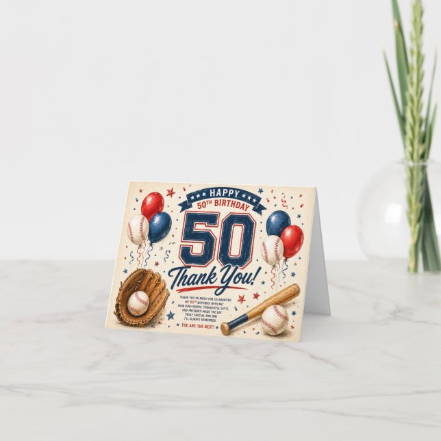 Baseball 50. Geburtstag Danke  (Vorderseite)