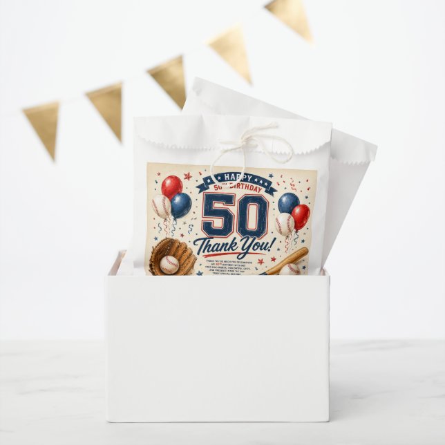 Baseball 50. Geburtstag Danke  Geschenktütchen (Party)