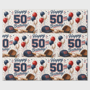 Baseball 50. Geburtstag Geschenkpapier