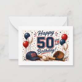 Baseball 50. Geburtstag  Mitteilungskarte