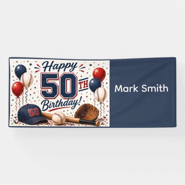 Baseball 50. Geburtstagsfeier  Banner (Horizontal)