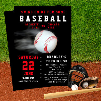 Baseball 50. Geburtstagssport-Party Einladung