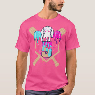 Baseball 5 Jahre alte Eiscreme-Tropfen 5. Geburtst T-Shirt