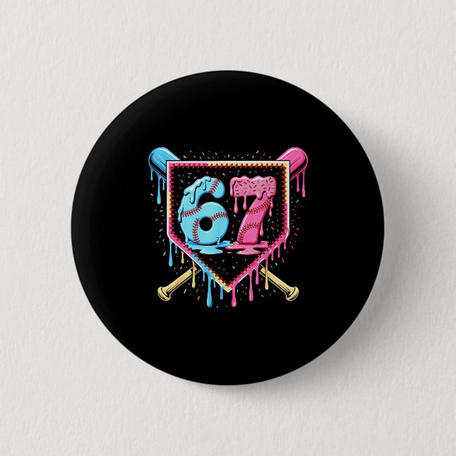 Baseball 67 Eis Drip Lustig Six Seven Meme Bo Button (Vorderseite)
