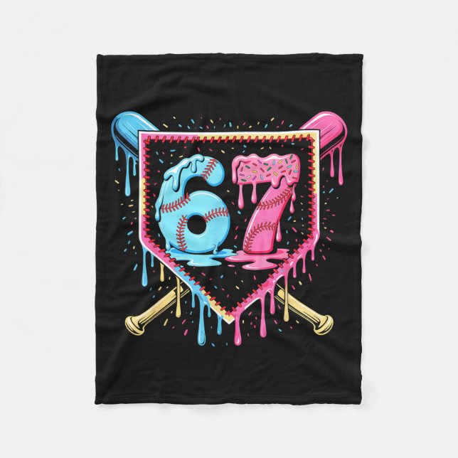Baseball 67 Eis Drip Lustig Six Seven Meme Bo Fleecedecke (Vorderseite)