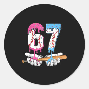 Baseball 67 Eis Drip Six Seven Jungen Lustig Ich Runder Aufkleber
