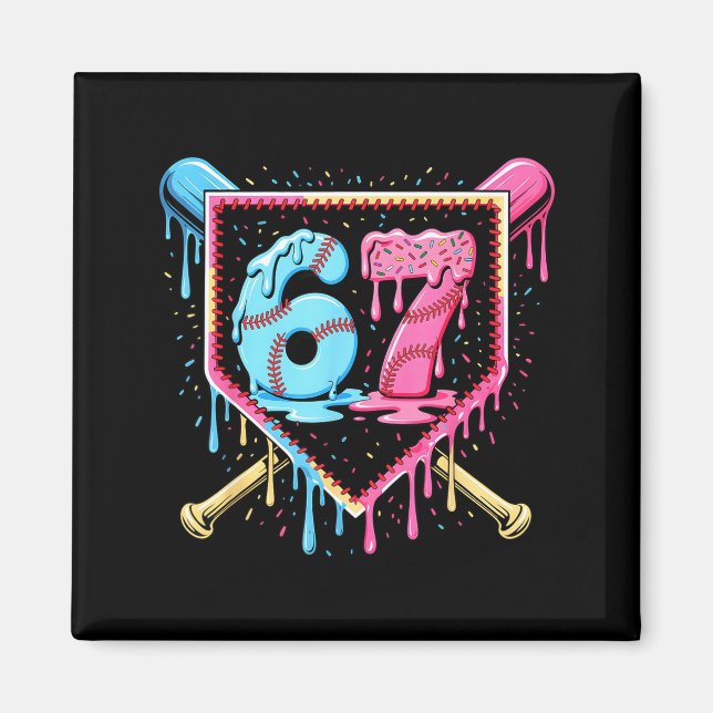 Baseball 67 Ice Cream Drip Funny Six Seven Meme Bo Magnet (Vorne)