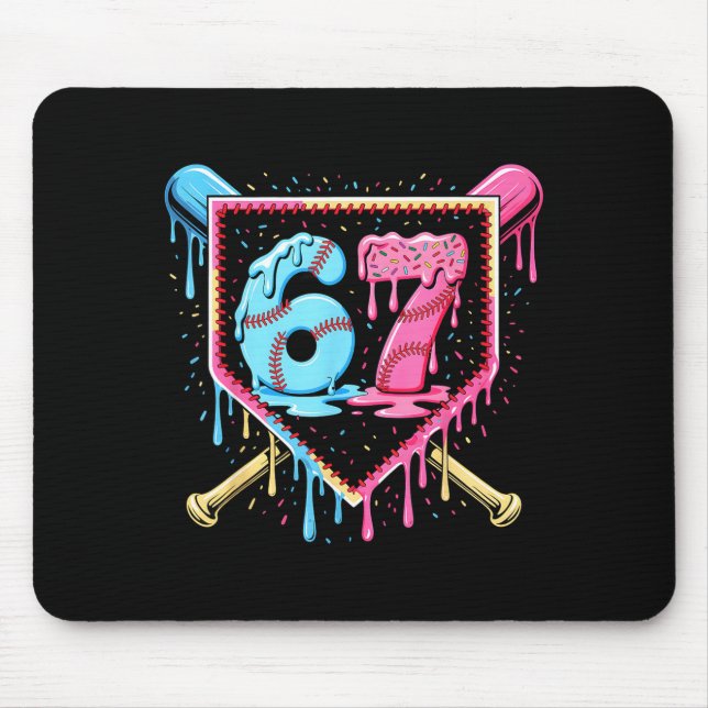 Baseball 67 Ice Cream Drip Funny Six Seven Meme Bo Mousepad (Vorne)