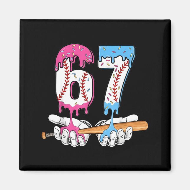 Baseball 67 Ice Cream Drip Six Seven Boys Funny Me Magnet (Vorne)